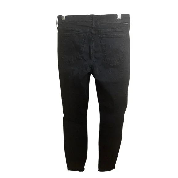 MOTHER Looker Ankle Fray Skinny Jeans 27 Black Distressed - Picture 6 of 16